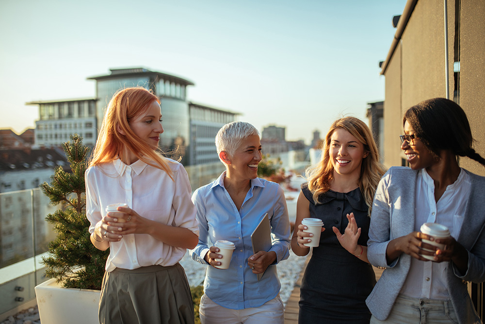 Group of women discussing life and finances